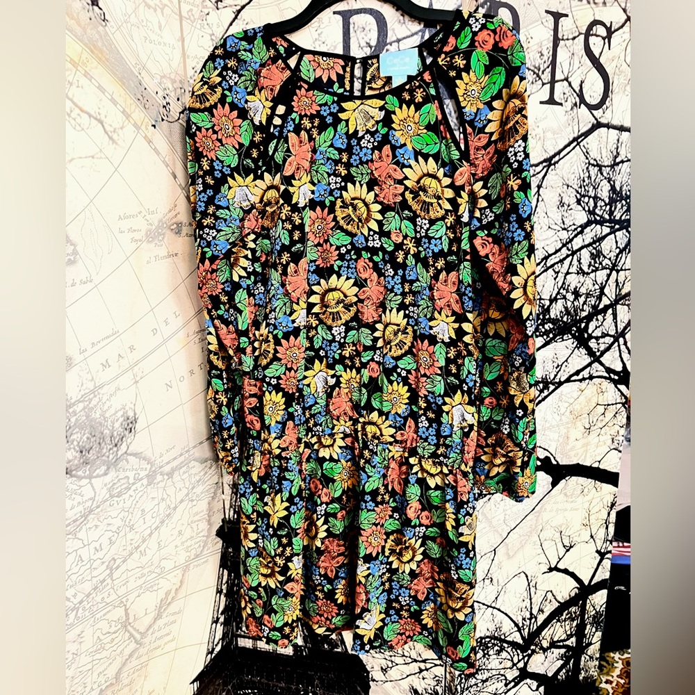 Dress with drop hem in fall autumn flowers leaves print from Nordstrom